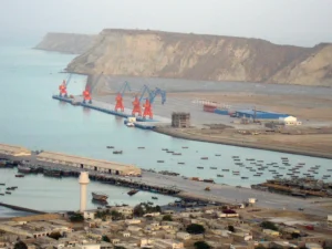 Aerial view of Gwadar Port, Pakistan, illustrating the strategic infrastructure development under the China-Pakistan Economic Corridor (CPEC) and its significance in Pakistan's FDI strategy for economic growth and regional connectivity