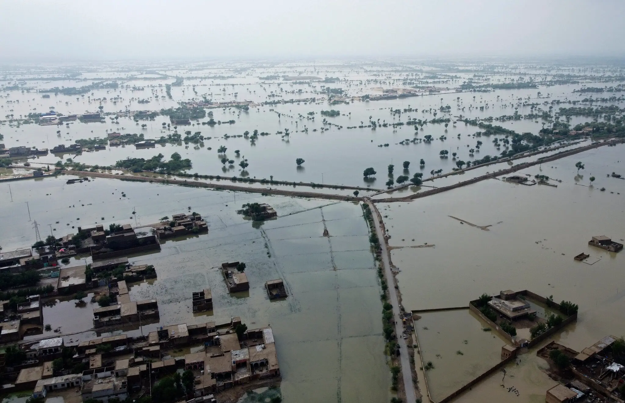 Floods and Climate Change; Floodwaters in Sohbatpur, a city of roughly 200,000 in southern Pakistan
