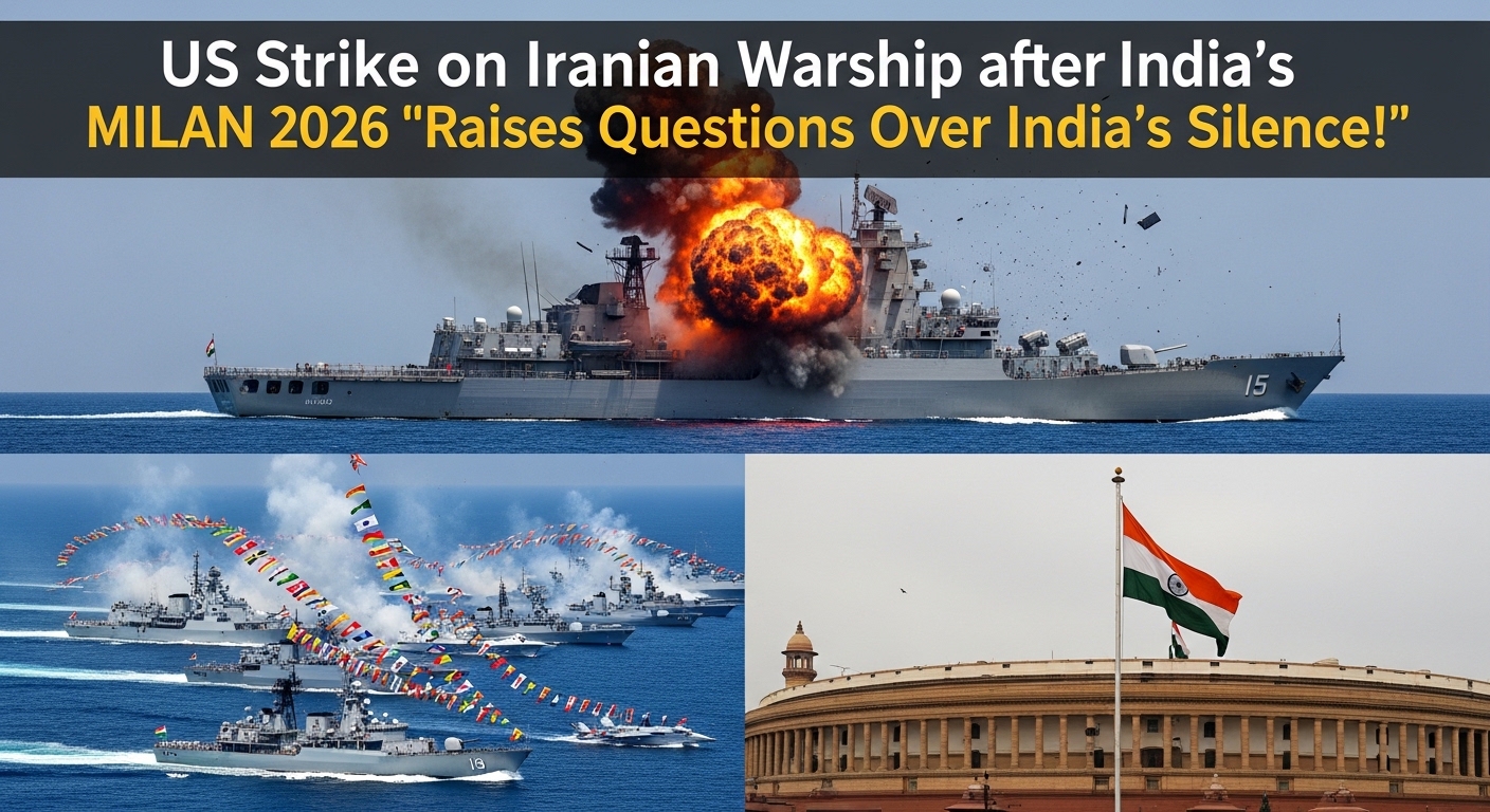 US Strike on Iranian Warship after India’s MILAN 2026 ‘Raises Questions Over India’s Silence!