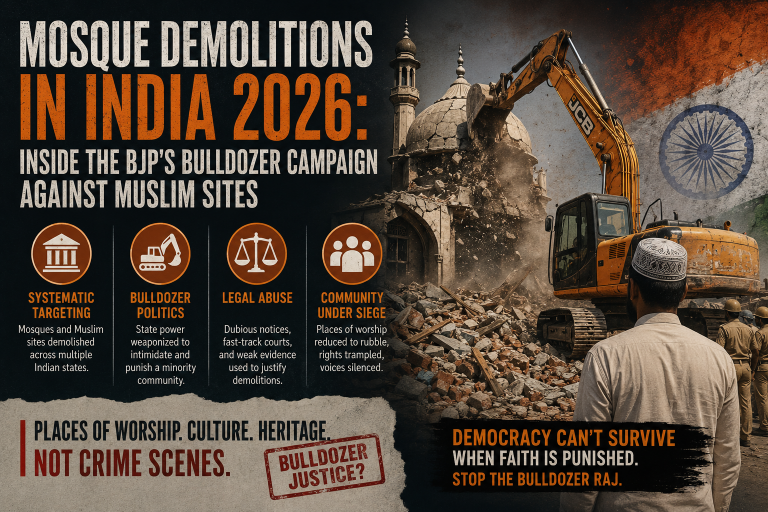Mosque Demolitions in India 2026: Inside the BJP's Bulldozer Campaign Against Muslim Sites