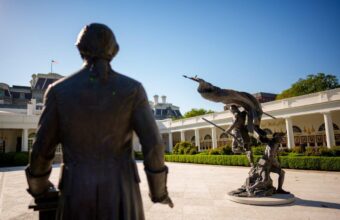 Trump Unveils Bronze Statue in White House Rose Garden