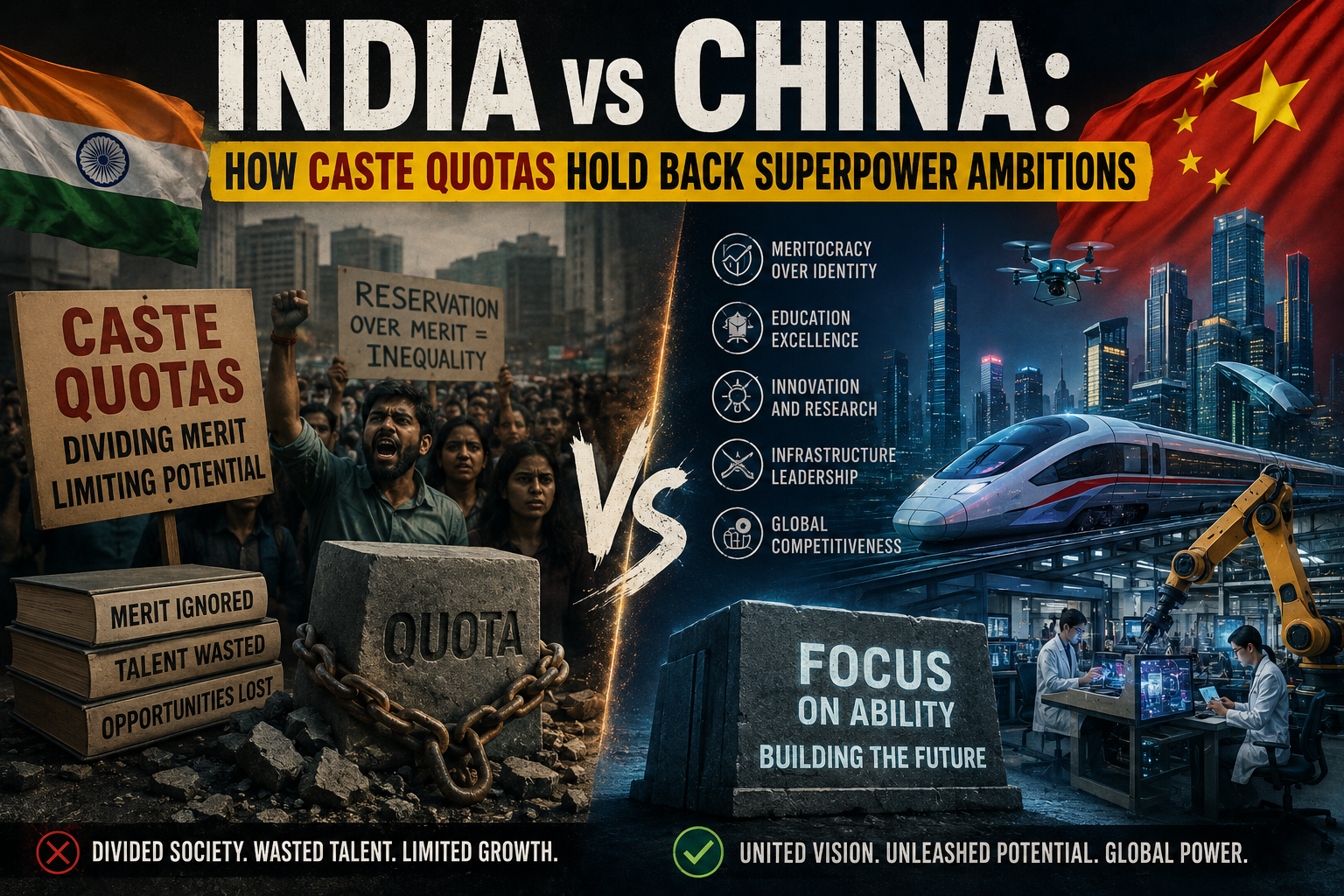 India vs China: How Caste Quotas Hold Back Superpower Ambitions