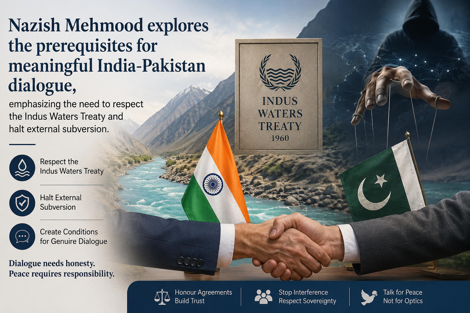 Nazish Mehmood explores the prerequisites for meaningful India-Pakistan dialogue, emphasizing the need to respect the Indus Waters Treaty and halt external subversion.