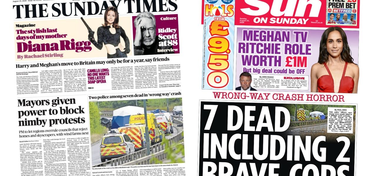 Sunday Papers: New Mayoral Powers and Duchess of Sussex’s TV Role in Focus Sunday Papers: New Mayoral Powers and Duchess of Sussex’s TV Role in Focus