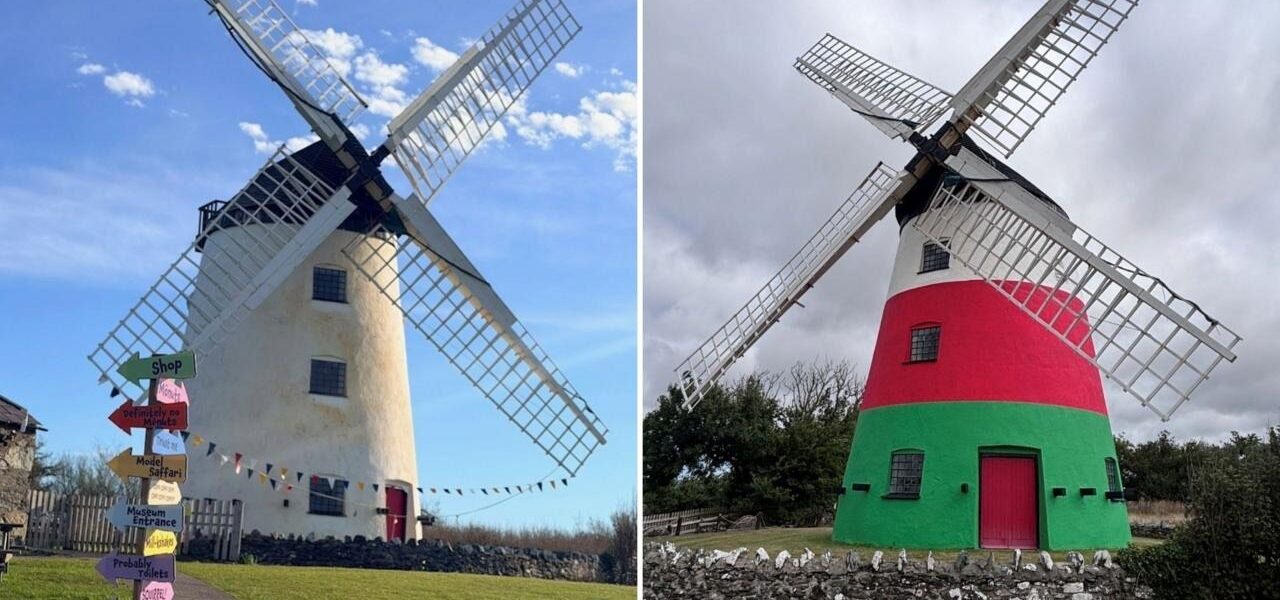Unauthorized Colorful Makeover of 250-Year-Old Anglesey Windmill Sparks Controversy