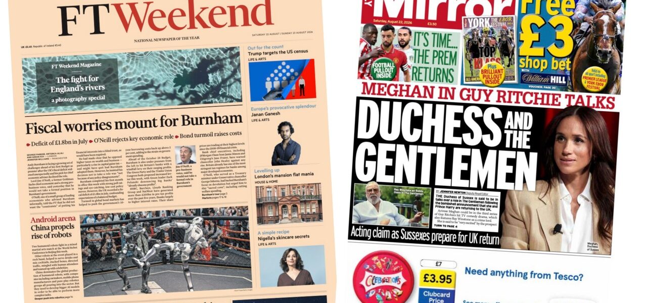 Saturday Papers Highlight Fiscal Concerns and Meghan’s TV Comeback Saturday Papers Highlight Fiscal Concerns and Meghan’s TV Comeback