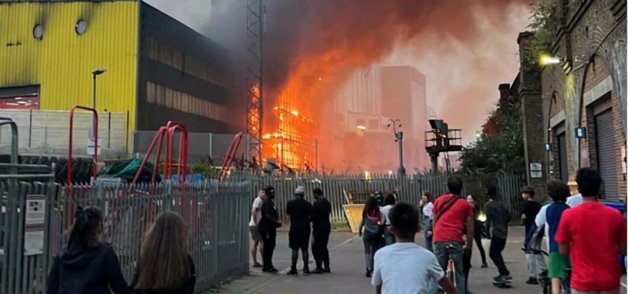 Major Fire Engulfs London Recycling Centre; Over 100 Firefighters Respond