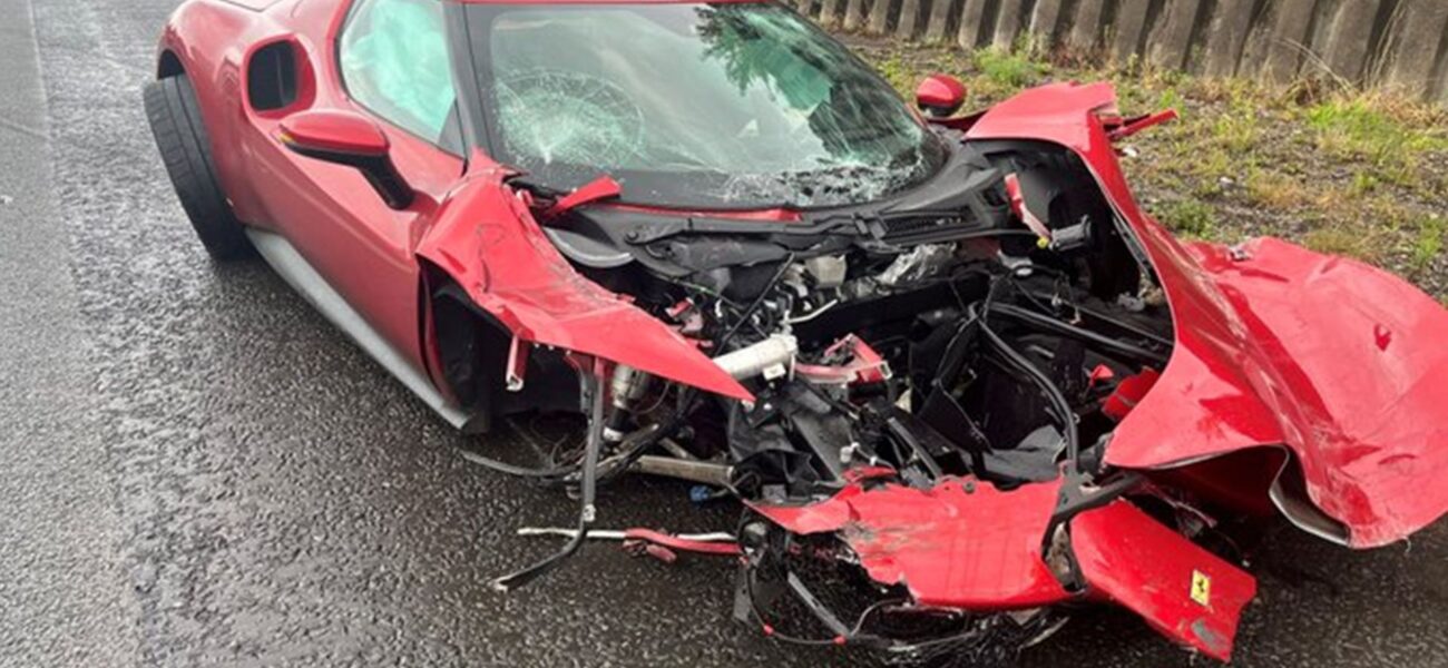 Ferrari 296 Totaled in Wet Weather: Police Caution Drivers