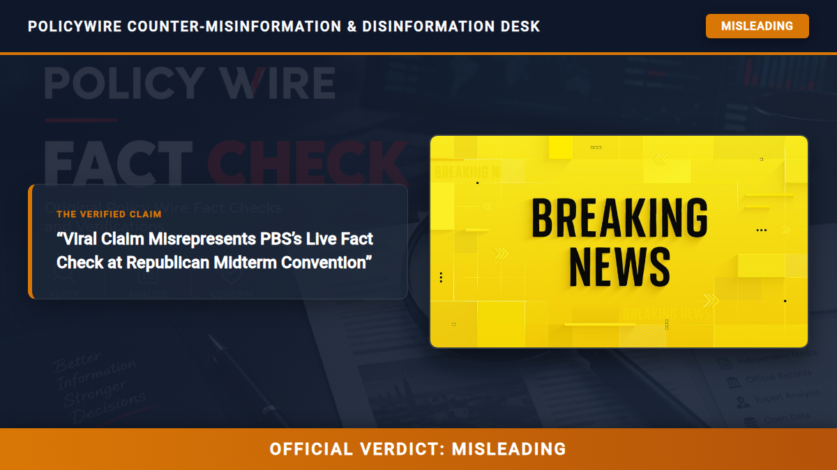 POLICY WIRE FACT CHECK: Viral Claim Misrepresents PBS’s Live Fact Check at Republican Midterm Convention Fact Check Card