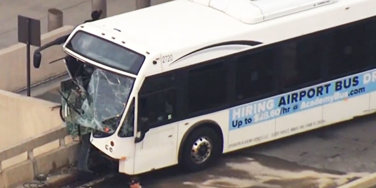 Several Injured as Shuttle Bus Collides with Concrete Barrier at Newark Airport Several Injured as Shuttle Bus Collides with Concrete Barrier at Newark Airport