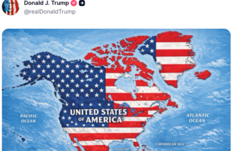 Global Backlash Erupts After Trump Shares Map Suggesting U.S. Annexation of North and Central America