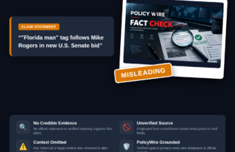 POLICY WIRE FACT CHECK: Florida Man Tag Follows Mike Rogers in U.S. Senate Bid