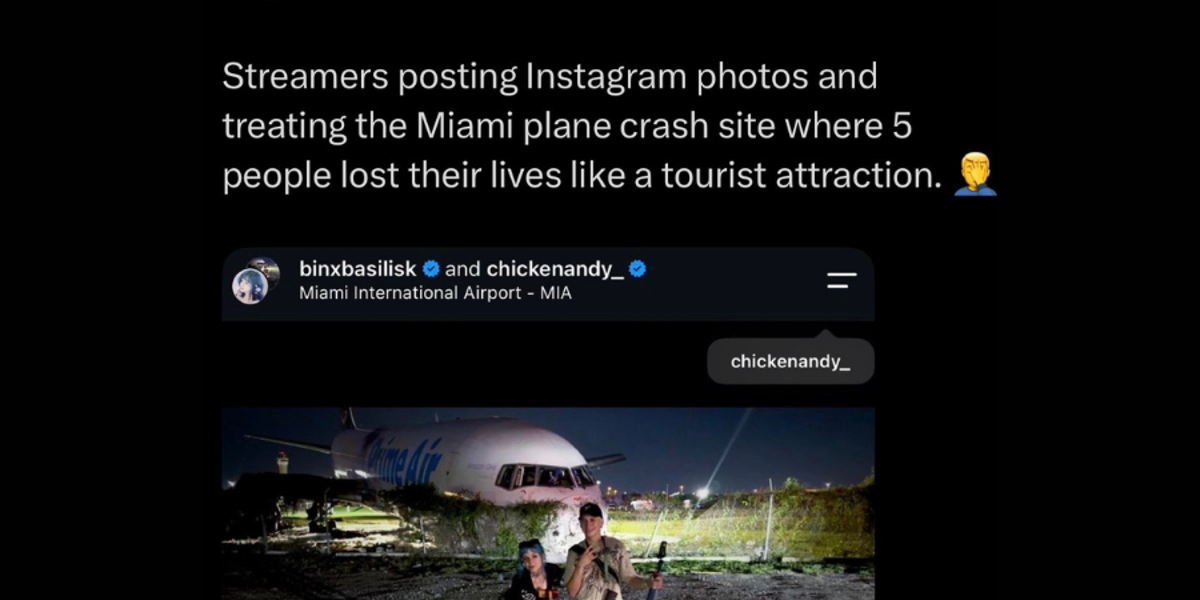 Livestreamer Refuses to Remove Content from Amazon Plane Crash Site in Miami Livestreamer Refuses to Remove Content from Amazon Plane Crash Site in Miami