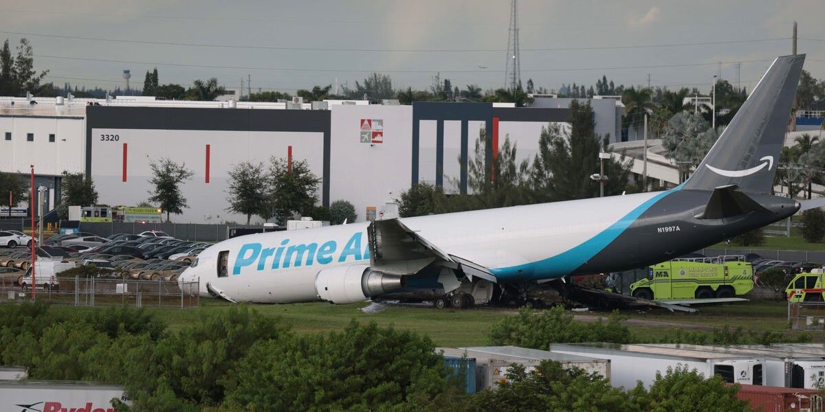 Surreal Scene at Miami Airport as Amazon Cargo Plane Crashes, Kills 5 in Fiery Runway Overrun Surreal Scene at Miami Airport as Amazon Cargo Plane Crashes, Kills 5 in Fiery Runway Overrun