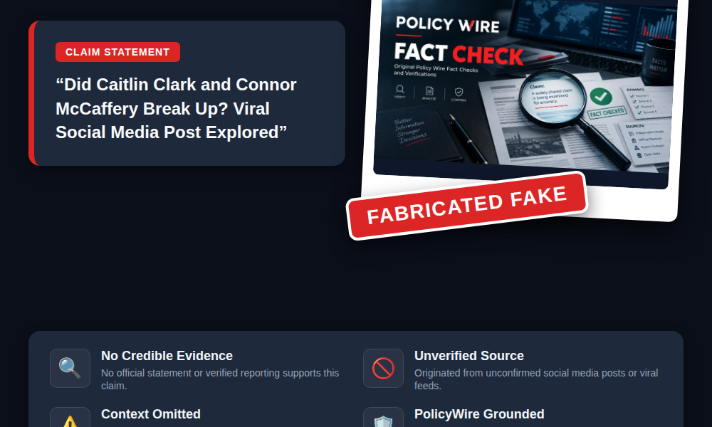 POLICY WIRE FACT CHECK: Did Caitlin Clark and Connor McCaffery Break Up? Viral Social Media Post Amid USA vs Czech Republic Match